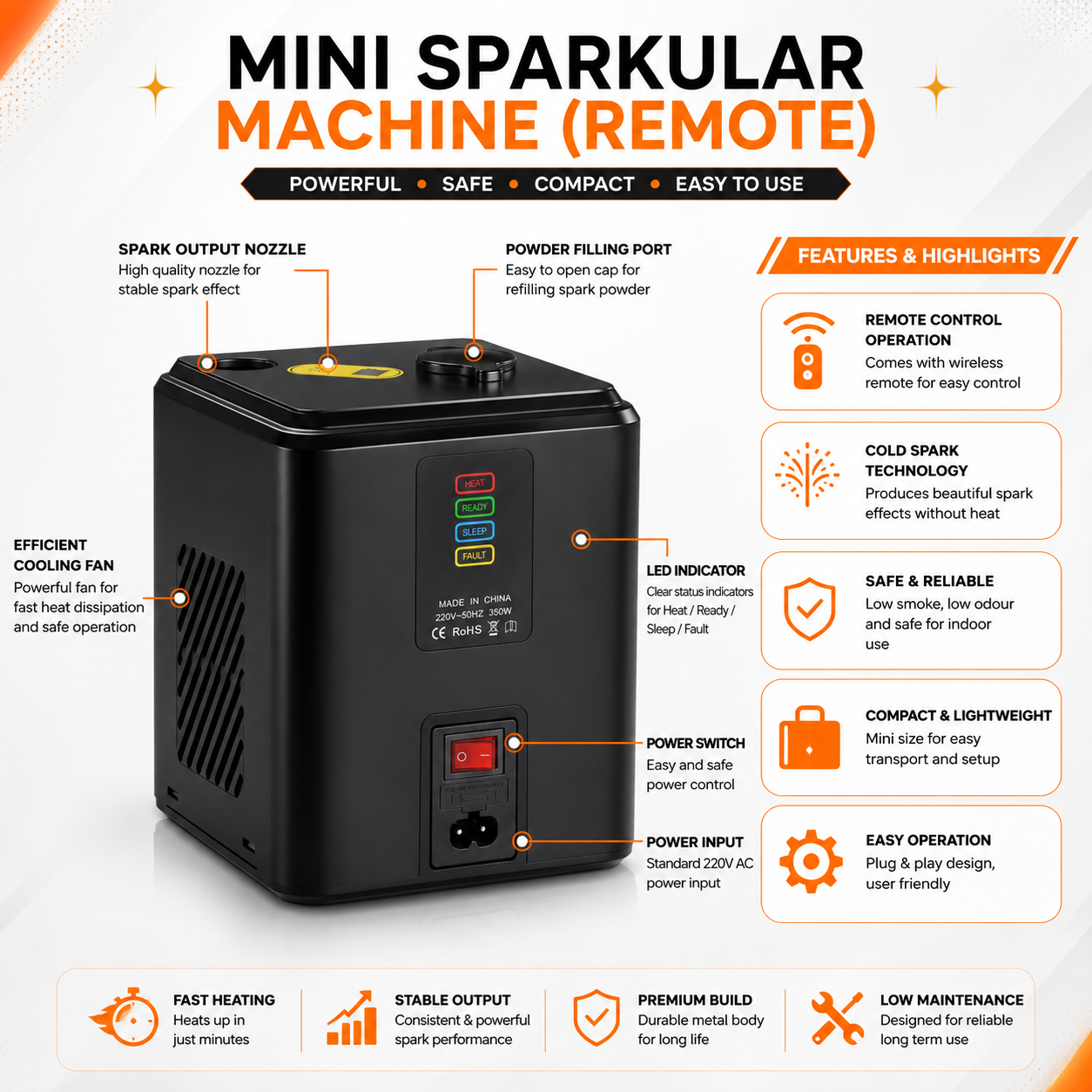 Mini Sparkular Machine Remote cold spark fountain machine with wireless remote control