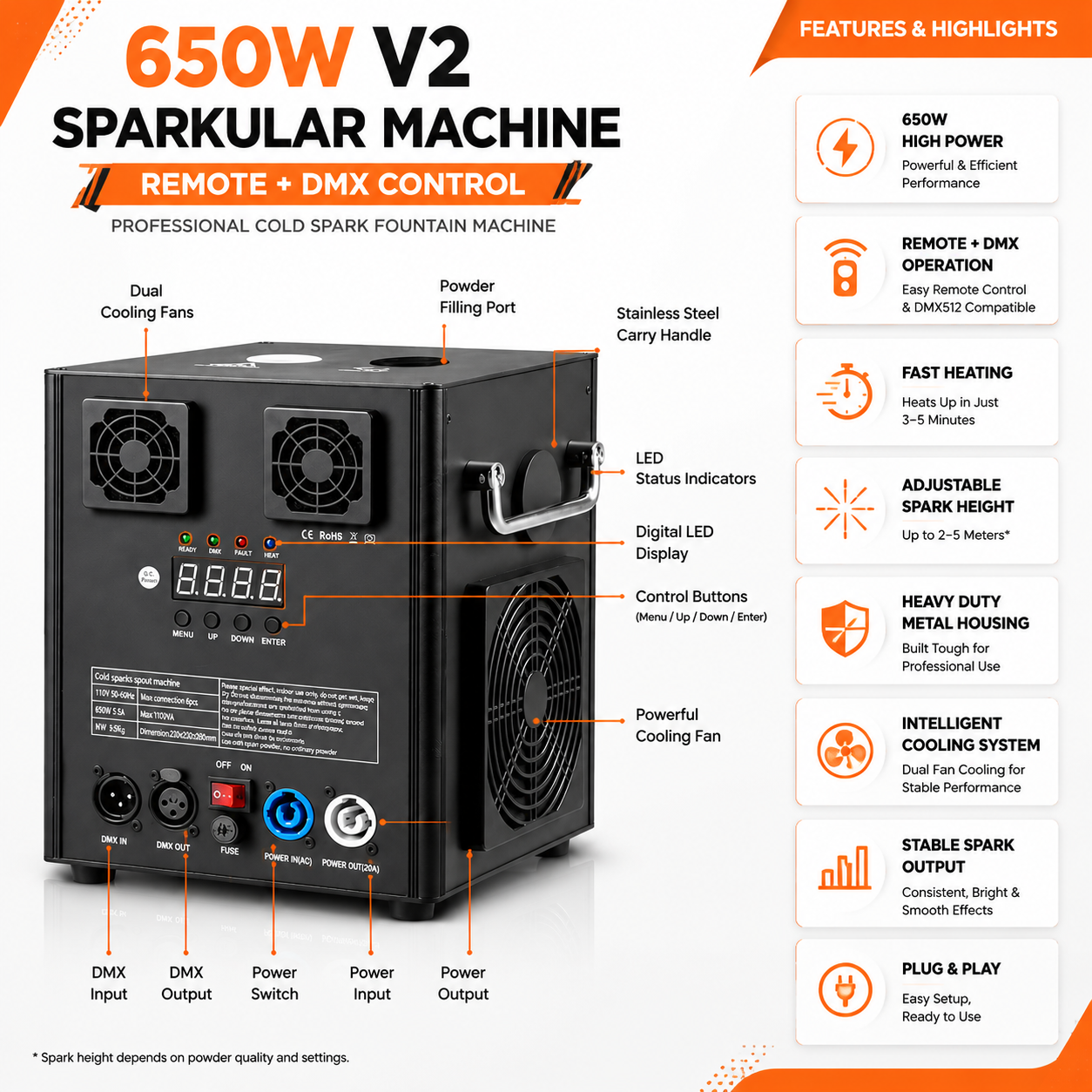 Sparkular Machine 650W V2 technical specifications