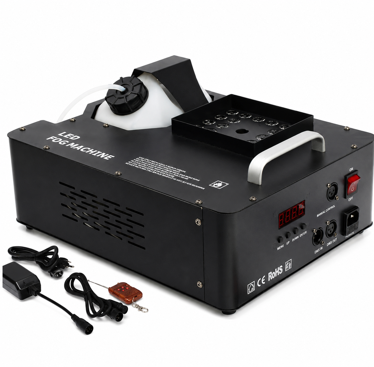 CO2 liquid jet machine with RGB LED fog effect and accessories